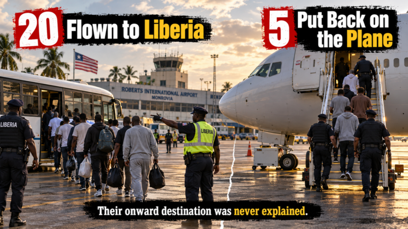 Twenty Were Flown to Liberia on 20 August. Five Were Put Back on the Plane.